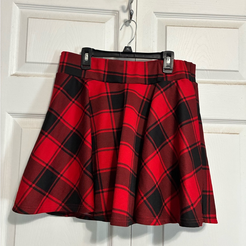 Plaid Red and Black Women's Skirt / Shorts underneath